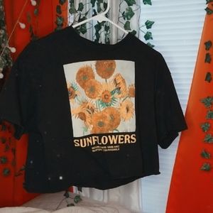 Black T-shirt with Sunflowers